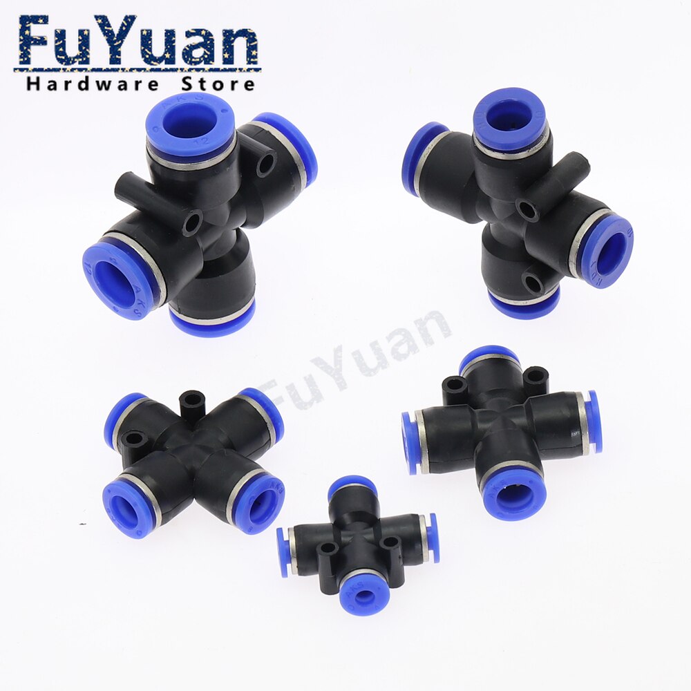4 Way Cross Shape Equal Pneumatic Union Connector 4mm 6mm 8mm 10mm 12mm OD Hose Tube Push In 4-Port Air Splitter Gas Connector