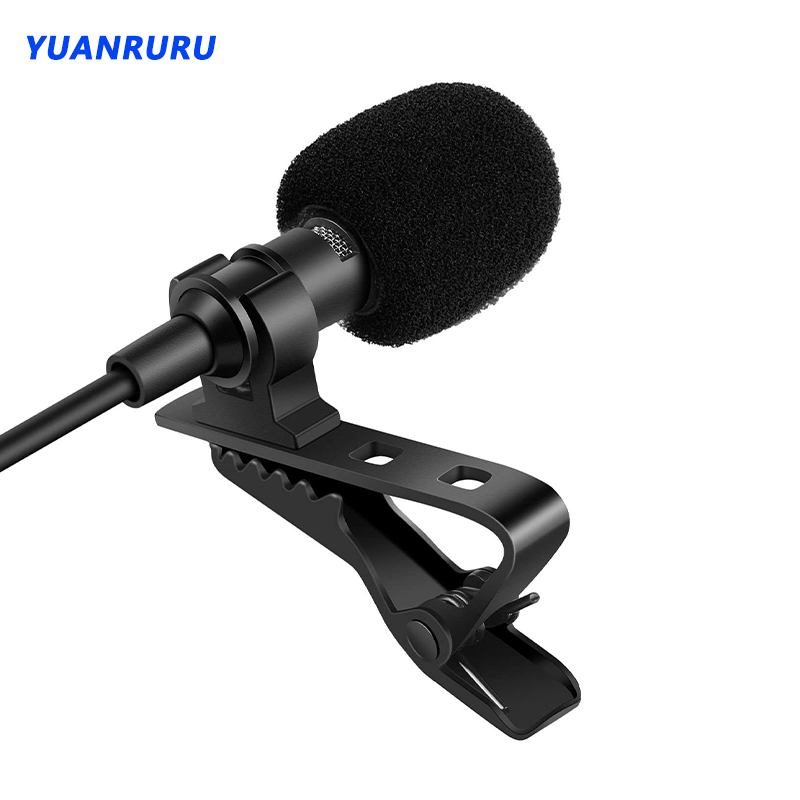 3.5 mm Omnidirectional Microphone Clip Portable Microphone 1.5m Wired Condenser Clip-on Lapel Mic Mini Audio Mic for Phone