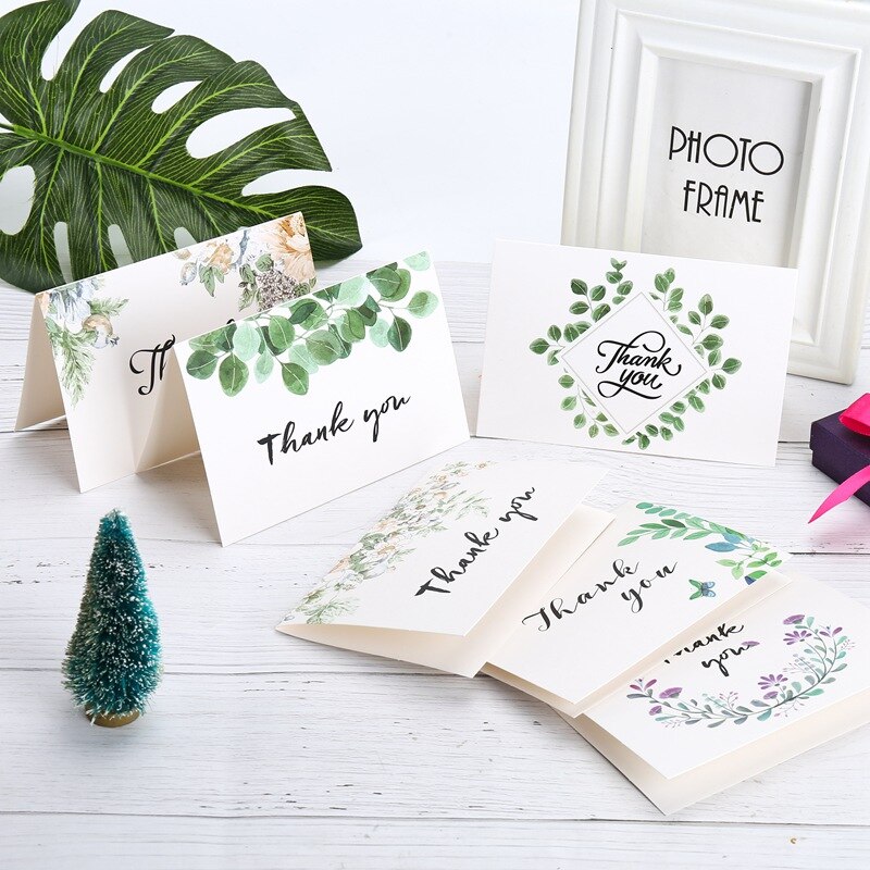 6Pcs/Set Thank You Cards Flowers Small Cards Greeting Card Postcards Message Card Universal