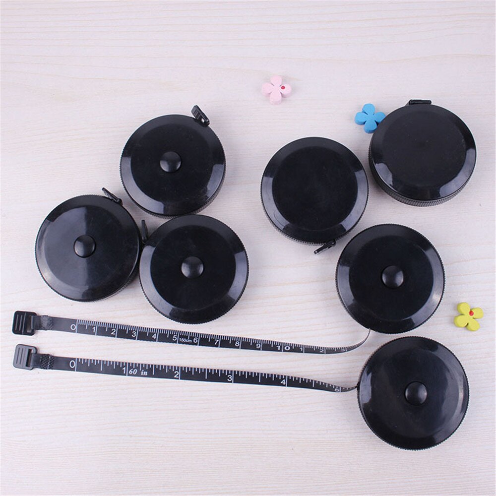 Simple Balck 1.5M Soft Ruler Retractable Measuring Ruler Sewing Tailor Tape School Stationery Measuring Tape Drawing Tool