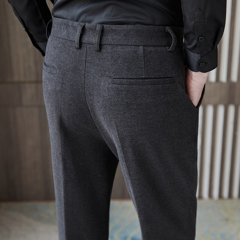 Pantalones de vestir de lana para hombre, traje informal ajustado para boda, oficina, Social, S-3XL Classique, otoño