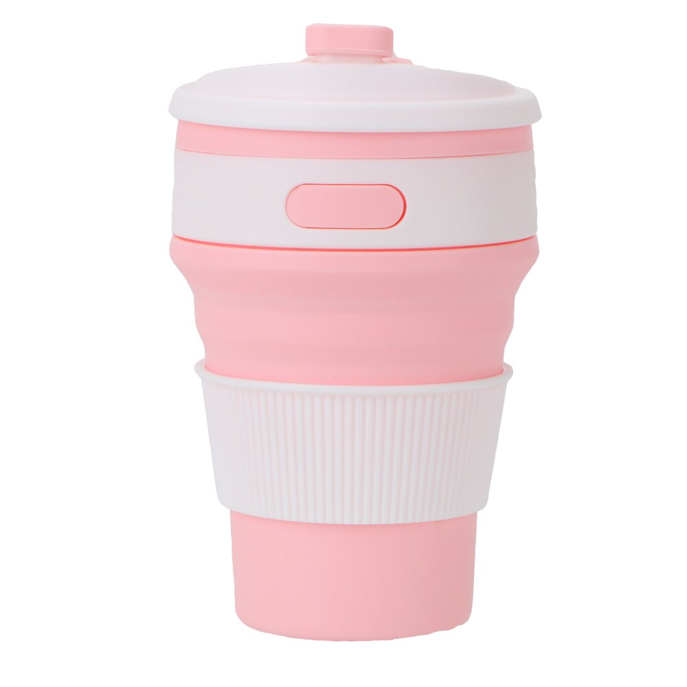 Silicone Travel Cup Coffee Mugs Drinking Ware Mug Folding Water Cups BPA FREE Portable Collapsible Food Grade Tea Coffee Cups: Pink