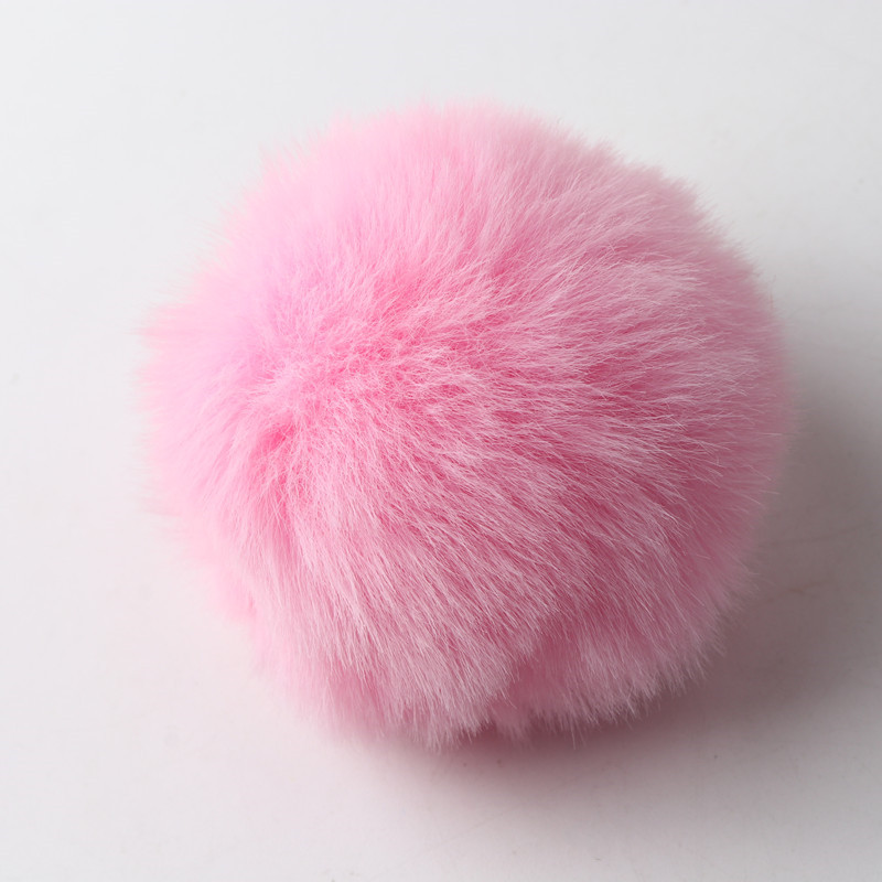 10 stuks 8 cm effen Rex konijn pompom sleutelhanger tas diy handgemaakte materialen en detailhandel kleuren ondersteunen mix en match: Licht Roze