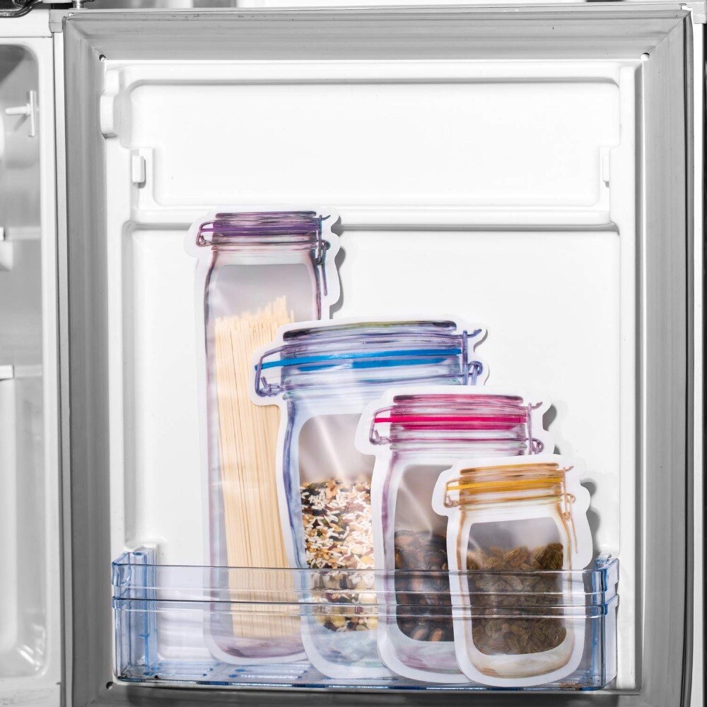 Eco Friendly Portable Mason Jar Bag Plastic Kitchen Organizer And Storage Container Box Bolsa De Plastico Rangement Ziplock Bags