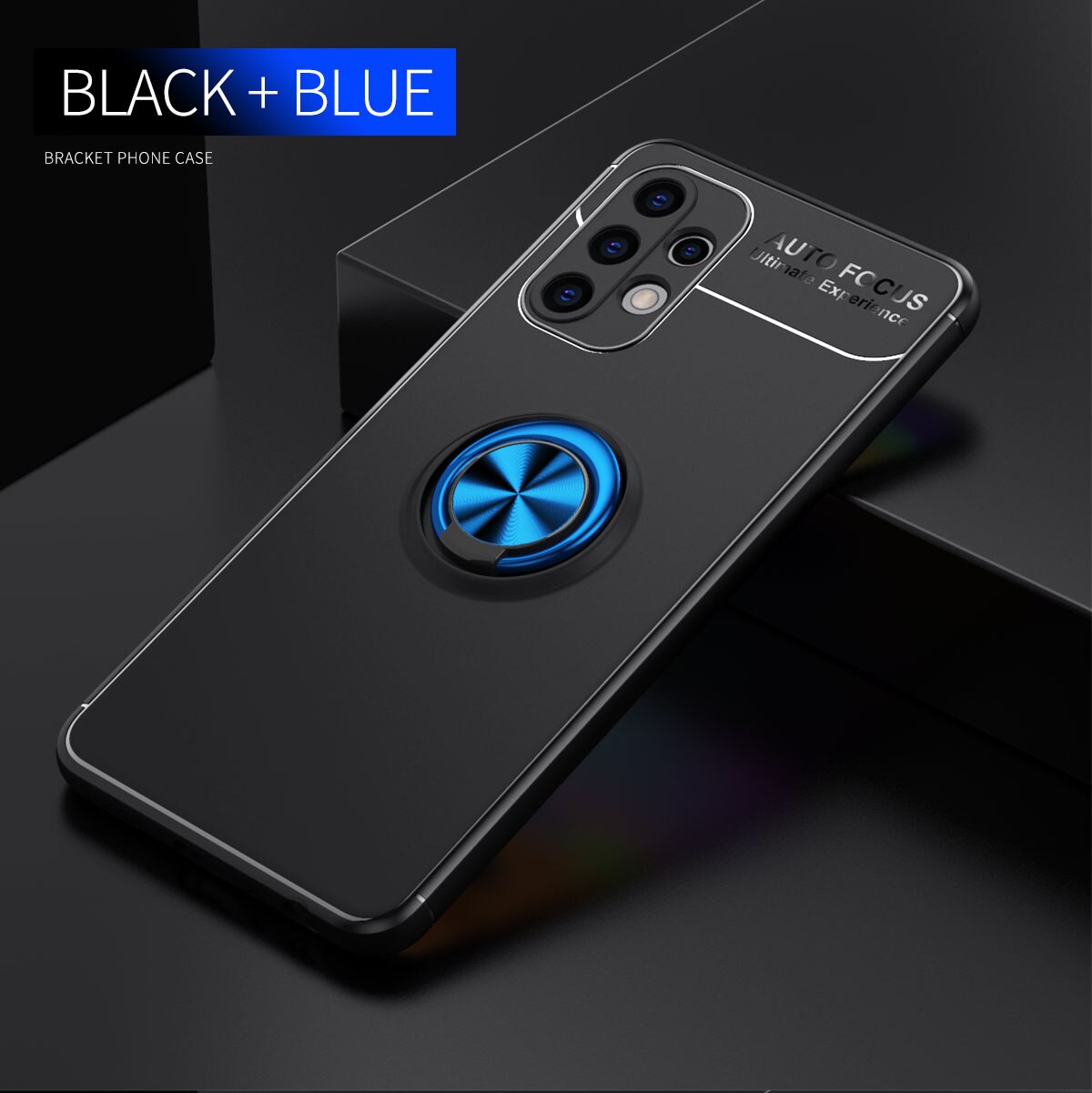 Skrzynka dla Galaxy A32 5G SM-A326B palec metalowy pierścień uchwyt miękka TPU odporna na wstrząsy pokrywa dla Samsung Galaxy A32 4G SM-A325F: for Galaxy A32 5G / Black Blue