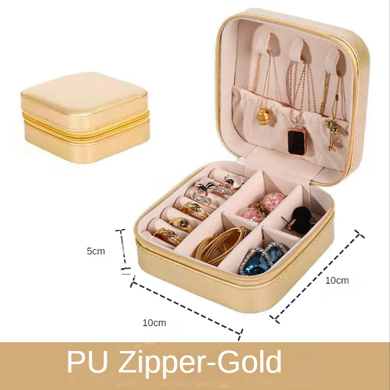 Organizer na biżuterię Wyświetlacz Podróżny PUJewelry Case Pudełka Podróżne Przenośne pudełko na biżuterię Organizer do przechowywania Uchwyt na kolczyki Prezent: Rose red