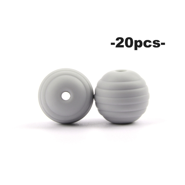 LOFCA – perles de dentition en Silicone pour bébé, 20 pièces, en spirale, rondes de alimentaire, 15mm, DIY, perles filetées sans BPA, anneaux de dentition pour bébé: royal blue