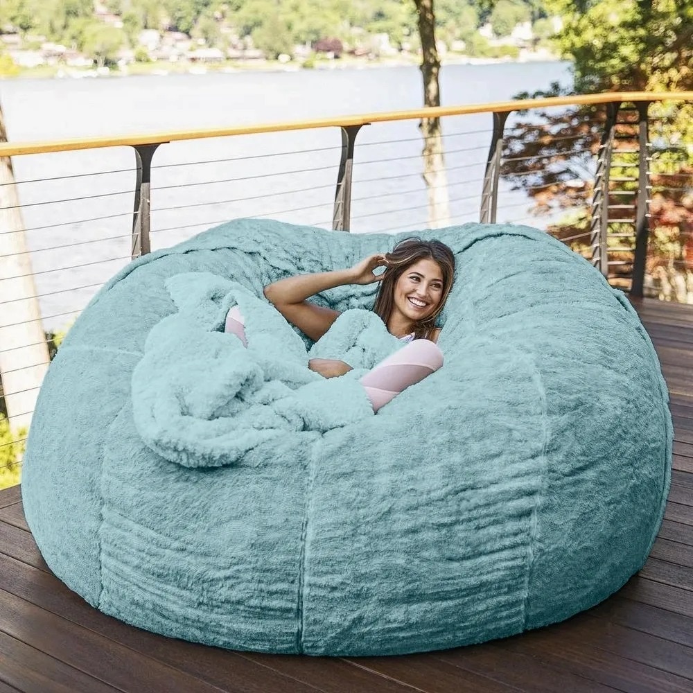 Stil kæmpe sækkestol sofa betræk blødt og behageligt fluffy pels sækkestol sovesofa doven sofa hvilestol pudebetræk
