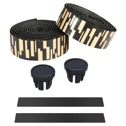 2Pcs Antislip Faux Leer Eva Road Fietsstuur Bandjes Rijden Levert Fietsstuur: Black Gloden