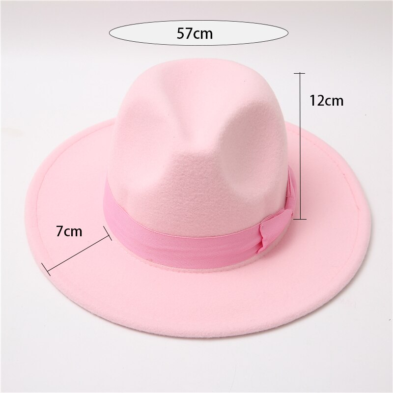 fedora hat women Bow ribbon band men hats wide brim classic beige white wedding church winter men women&#39;s hat gorras hombre
