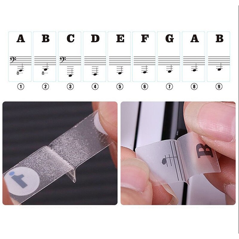 54 61 88 Zwart Gekleurde Transparante Piano Toetsenbord Stickers Elektronische Piano Stickers Stave Notatie Note Key Stickers