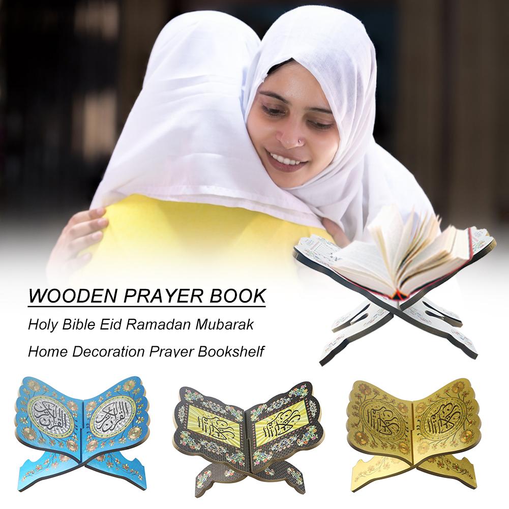 Wooden Islamic Eid Al-fitr Displays Bible Bookshelves Decorated With Artifacts Bookends