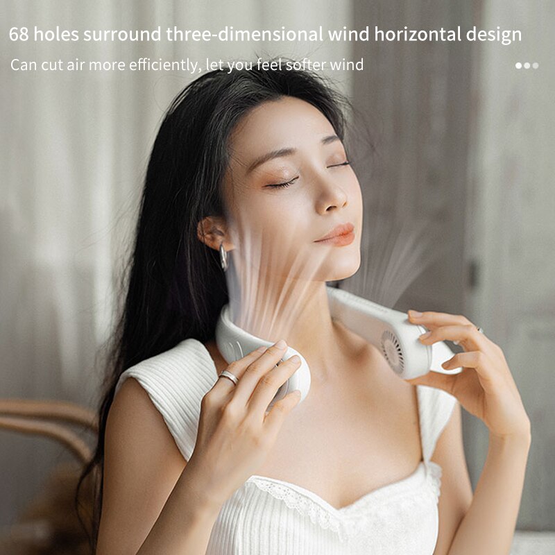 Mini ventilador de cuello portátil sin aspas, aire acondicionado recargable por USB, sin hojas, silencioso, para deportes al aire libre