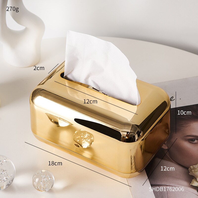 Tissue Box Holder Modern Tissue Boxes Home Decoration Bathroom Napkin Holder Living Room Decoration Decorative Box Napkin Holder: A-Golden