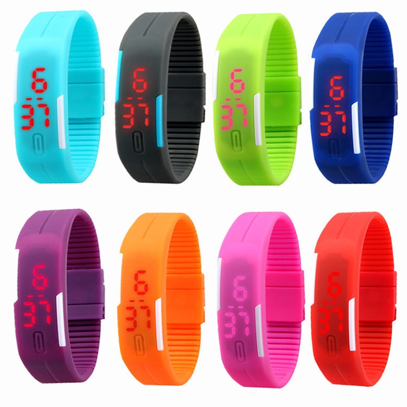 Silicone LED Sport numérique Bracelet montres Fitness décontracté électronique Bracelet hommes femmes garçons filles montre horloge enfants enfants