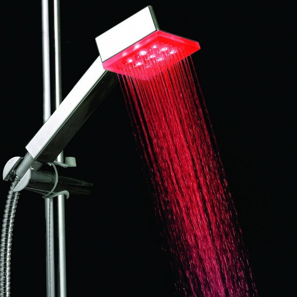 Alcachofa de ducha Led con temperatura cuadrada 9LED, boquilla de ducha ultrabrillante, controlada por temperatura, tres colores, L1007