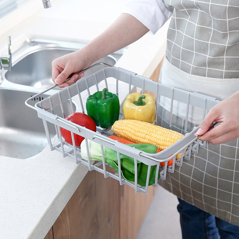 Telescopic sink drain rack plastic kitchen dish rack bowl chopsticks rack household vegetable storage rack WY527