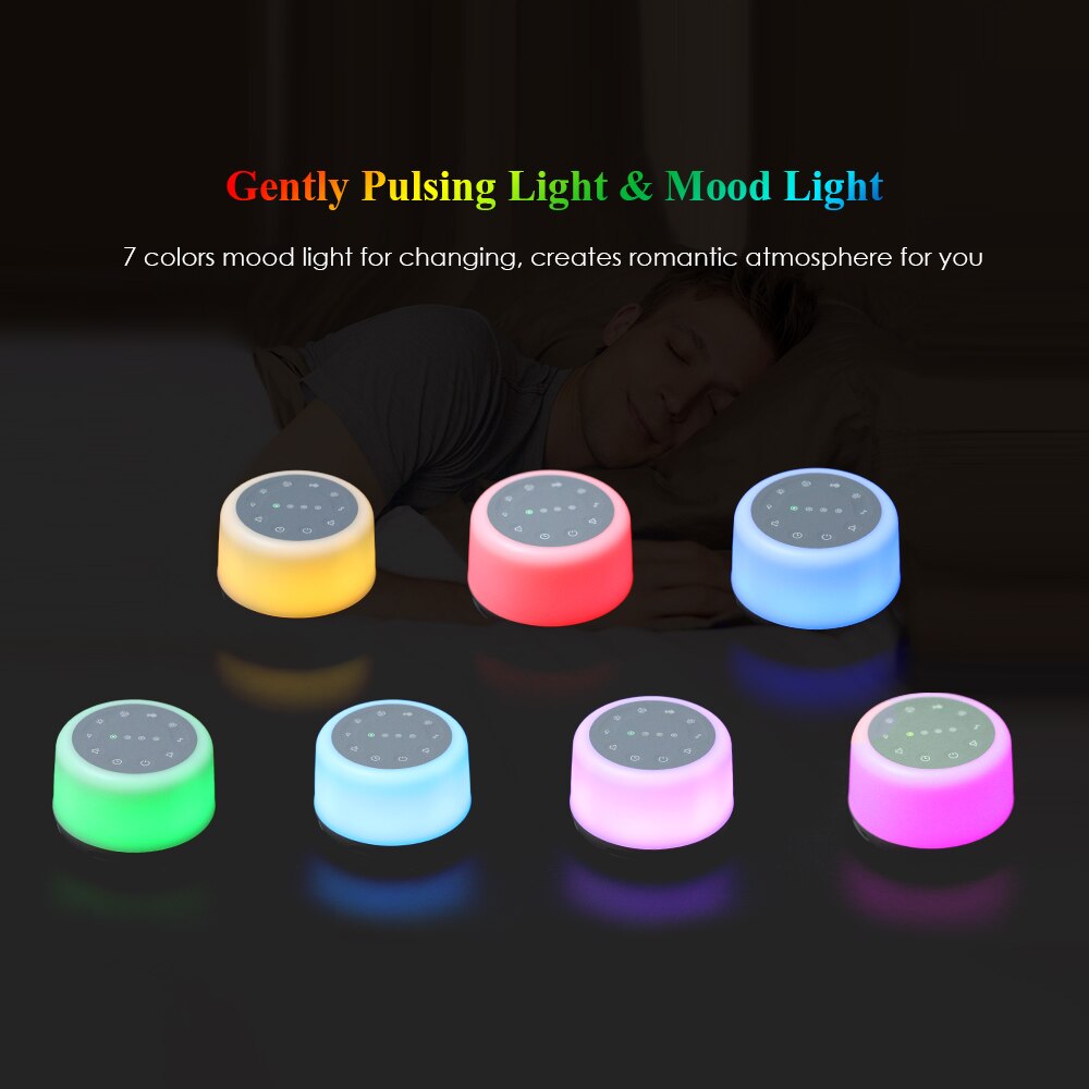 Portable White Noise Sound Machine with Mood Light Natural Sounds &amp; Music Baby Sleep sound Machine, Adults Stress relieving