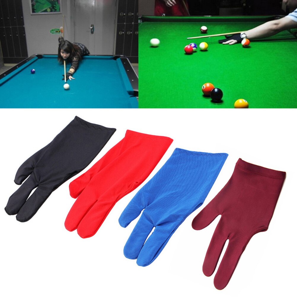 1Pcs 4 Colors Snooker Billiard Cue Glove Pool Left Hand Open Three Finger Accessory for Unisex Women and Men