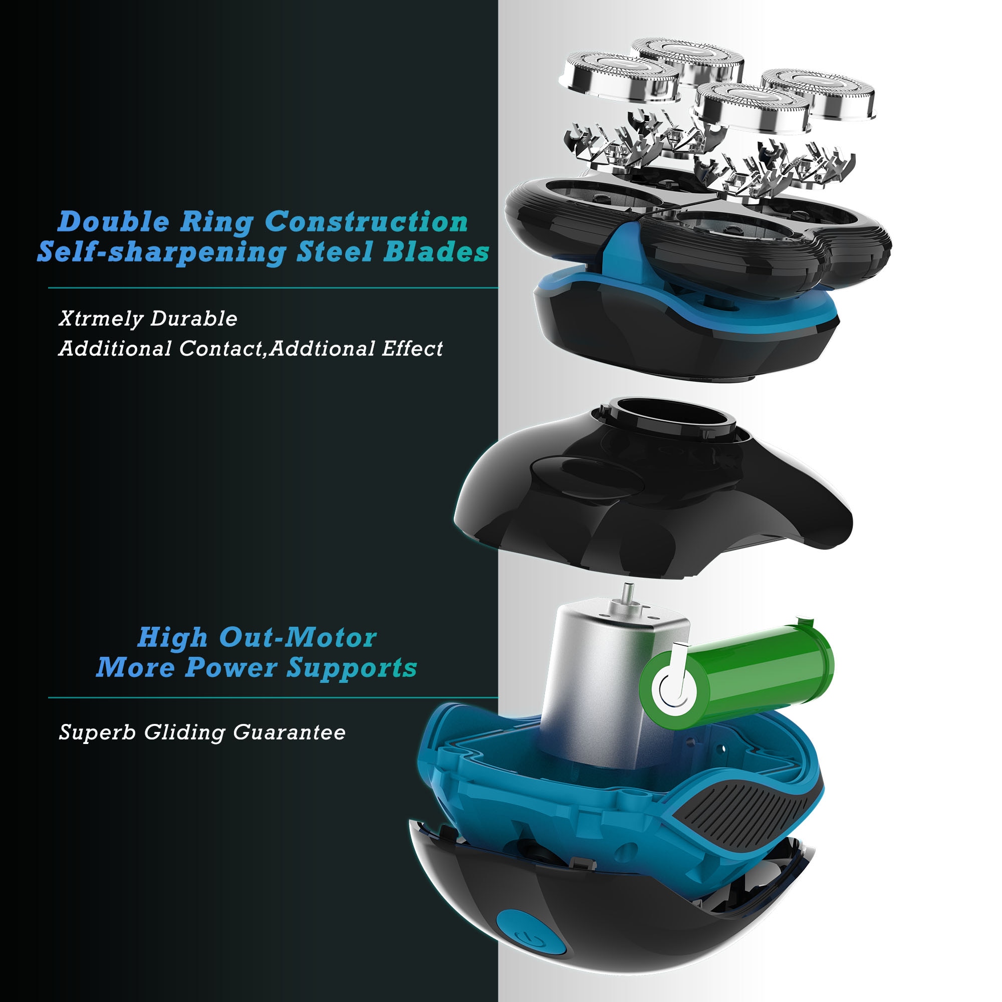 Men Head & Face Shaver Mini Trimmer Cordless Clipper Fast Rechargeable Rotary Bald Shaver Waterproof Barber Kit Phylnlis 8608