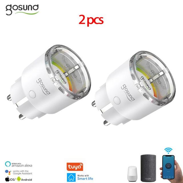 Tuya Gosund – prise intelligente WiFi, adaptateur ue 10A 220V, télécommande vocale sans fil, moniteur d&#39;alimentation, minuterie, pour Alexa Google Home: 2pcs