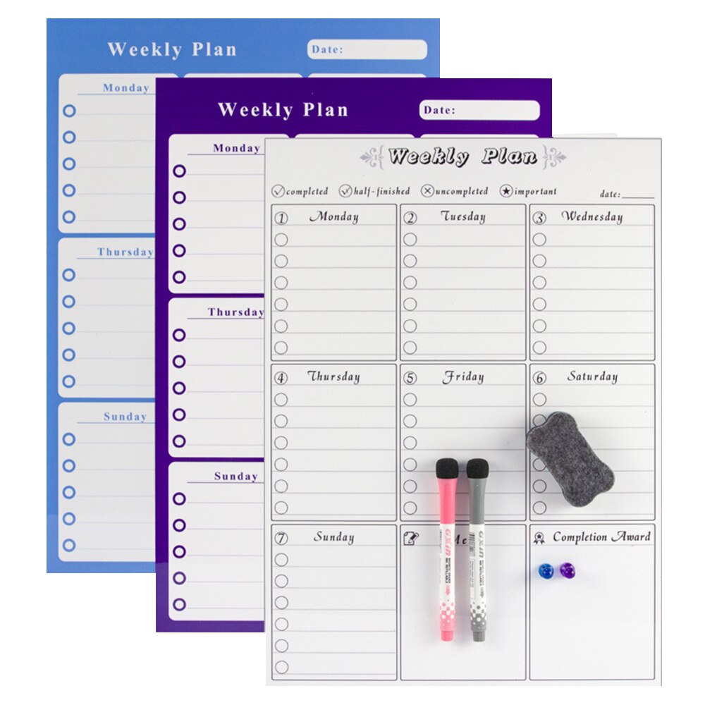 A3 Magnetische Wekelijkse & Maandelijkse Planner Whiteboard Magneet Flexibele Dagelijks Bericht Tekening Koelkast Bulletin White Board