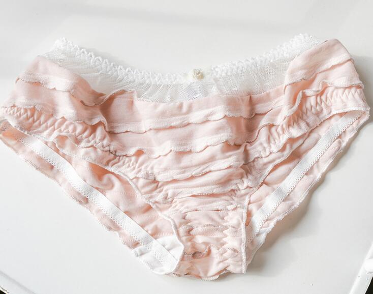 2nd Free M L Lolita Sexy Sweet Cute Unique Ruffles Cotton Panties Underwear Brief Lingerie WP658: Light Pink / M