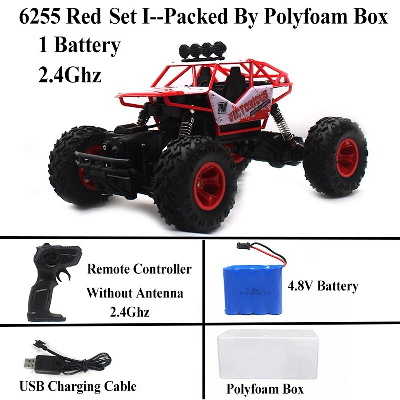Voiture télécommandée 1:16, chenille à roche de 4WD, voiture électrique RC pour garçons, pour enfants, nouveauté: 6255-Red Set 1
