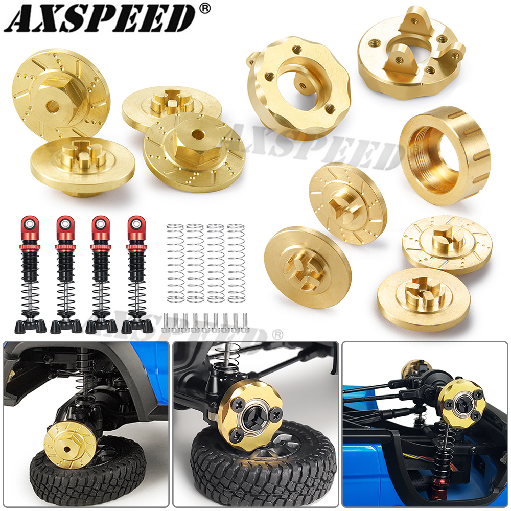 AXSPEED-Adaptador de cubo de rueda hexagonal de contrapeso de latón para coche teledirigido, amortiguador, torres, enlaces, neumáticos de goma para actualización de Kyosho Jimny 1/18