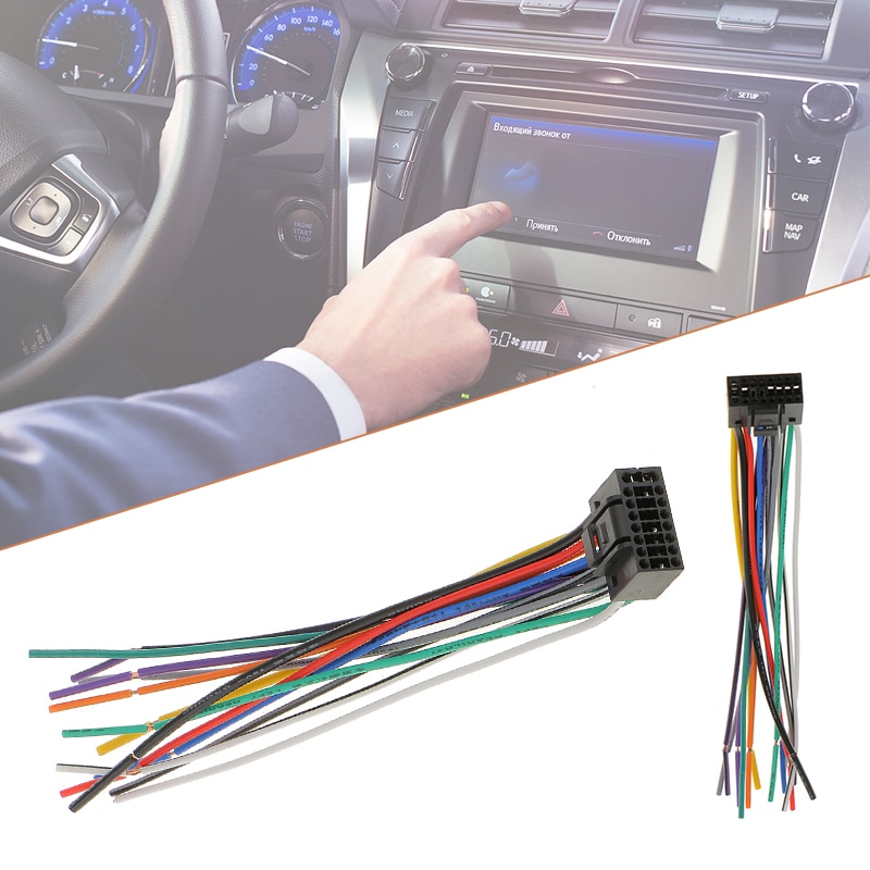 16cm bilradio stereo ledningsnett pluggkabel med 16 pinner kontakt til kenwood møter eia fargekoder biltilbehør