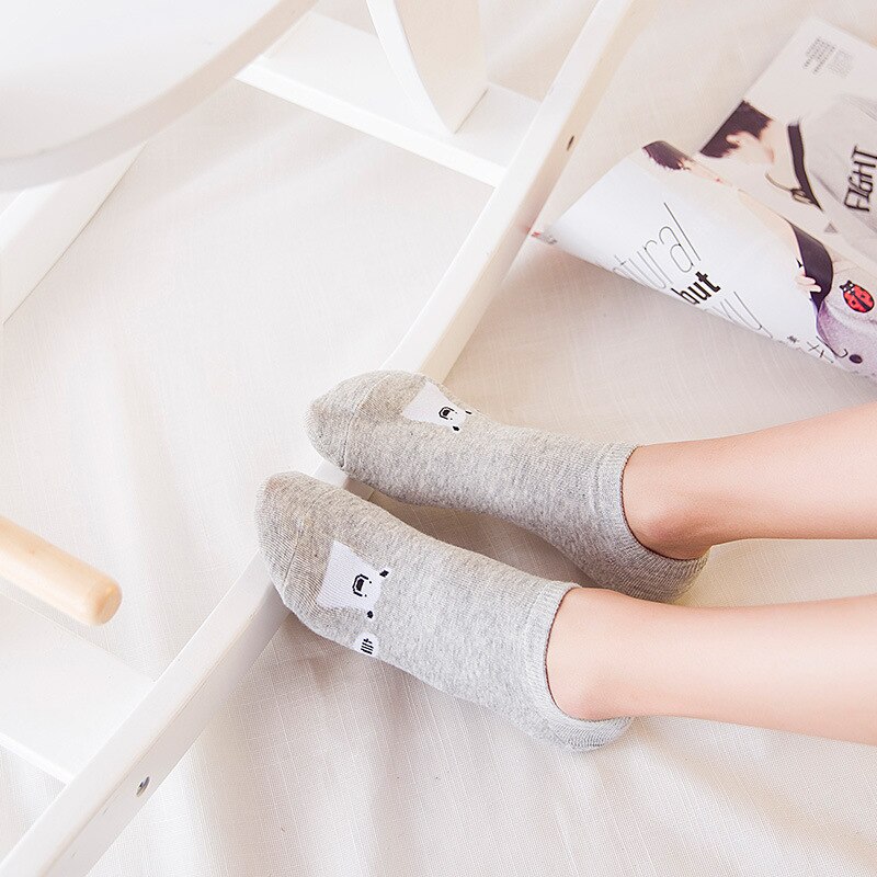 Cotton animal pattern comfortable girl women's boat socks ankle low female invisible color girl boy hosiery 1pair=2pcs WS100