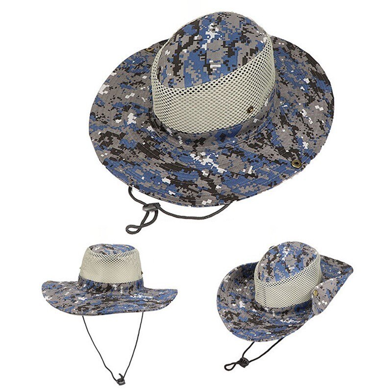 Outdoor Sport Mannen & vrouwen Vissen Hoed Camouflage Emmer Hoed Wandelen Camo Ripstop Jungle Bush Hoeden Boonie Brede Rand zon Caps