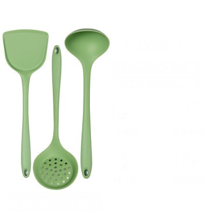 Silicone Kicthen Cooking green Spatula Cooking Spoon Soup Ladle-egg Turner Kitchen Tools Set Silicon Cooking Utensil Set: 3pcs
