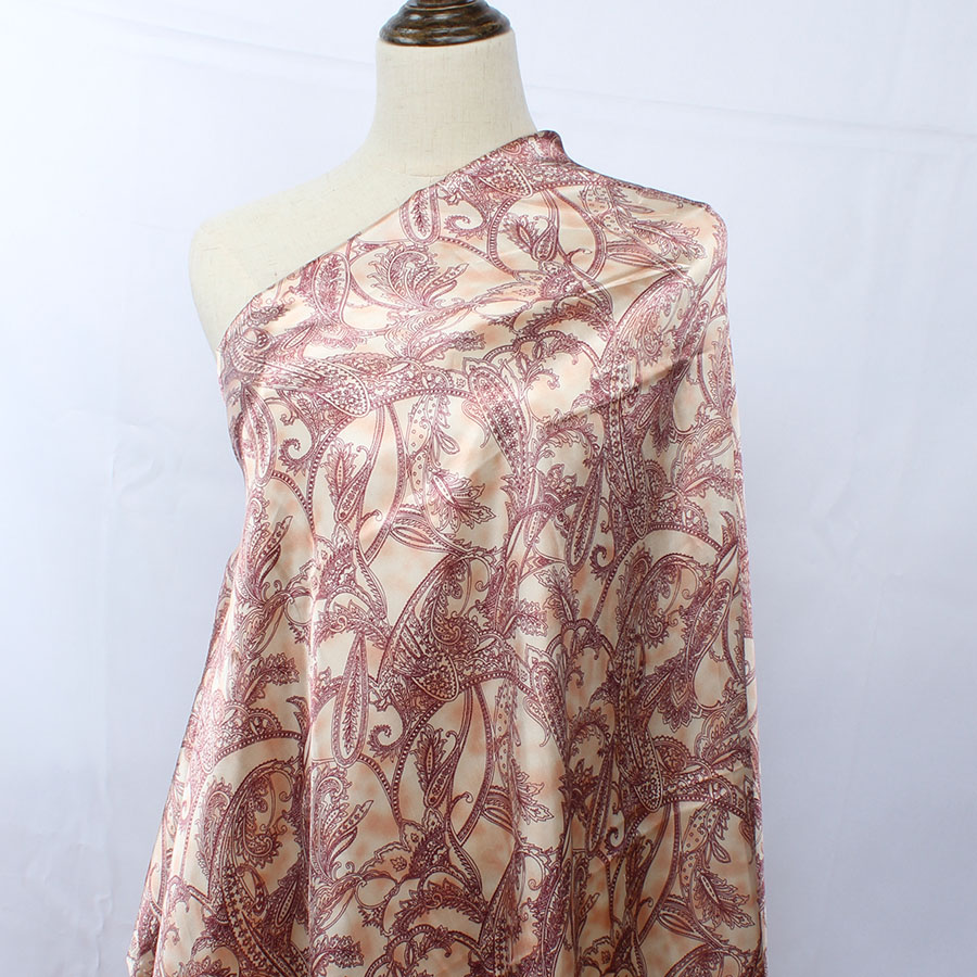 paisley polyester satin fabric dresses making 150cm wide