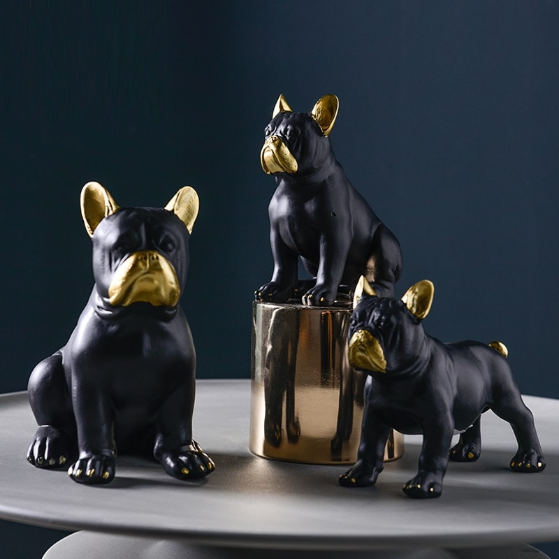 Nordic Stijl Luxe Franse Bulldog Beeldje Hond Dier Standbeeld Hars Ambachtelijke Woonkamer Decoraties Voor Huis R3858 Art