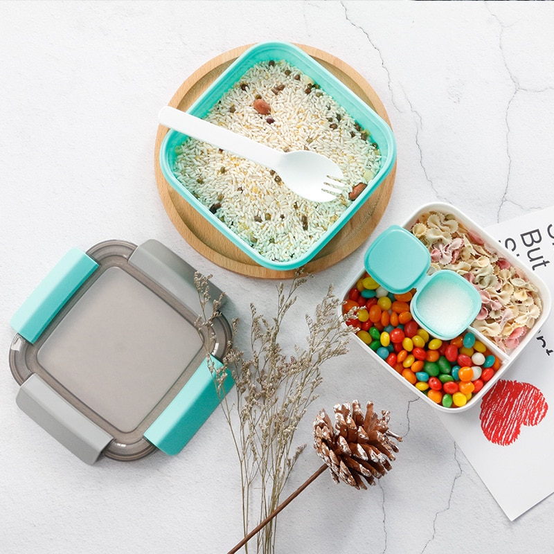 Verwarmd Lunchbox Voor Kids School Met Compartmentstableware Keuken Voedsel Container Microwaveable Bento Box Lekvrij Met Lepel