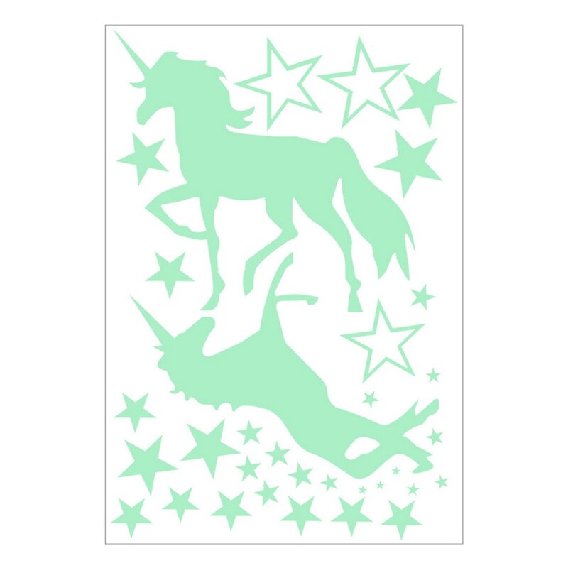 Jednorożec pcv naklejki ścienne świecące w ciemności gwiazdy DIY dzieci dziewczyny sypialnia jednorożec koń wzór gwiazdy fluorescencyjne na ścianę naklejki