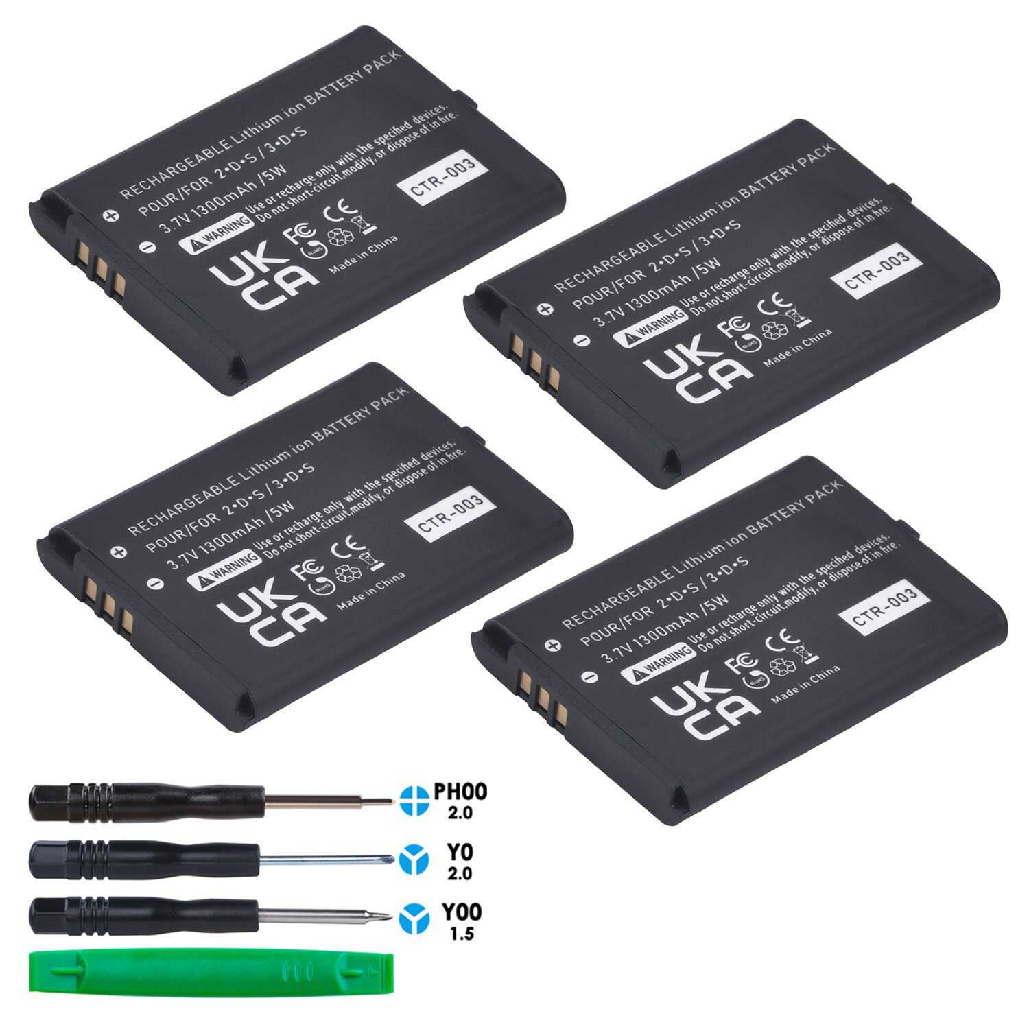 4 pièces 1300mAh Batteries pour Nintendo 3DS CTR003 contrôleur sans fil 3.7v 5Wh Rechargeable