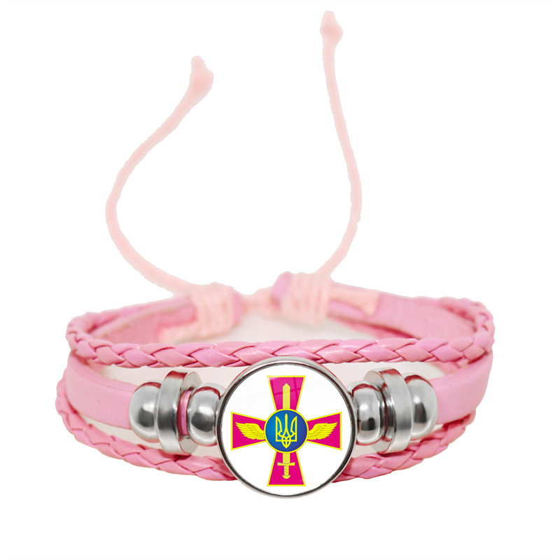 Tryzub ukraina przycisk skórzana bransoletka ukraińska runa Vintage wzory 20mm szkło Cabochon biżuteria dla kobiet mężczyzn klasyczny prezent: Jasnożółty Kolor