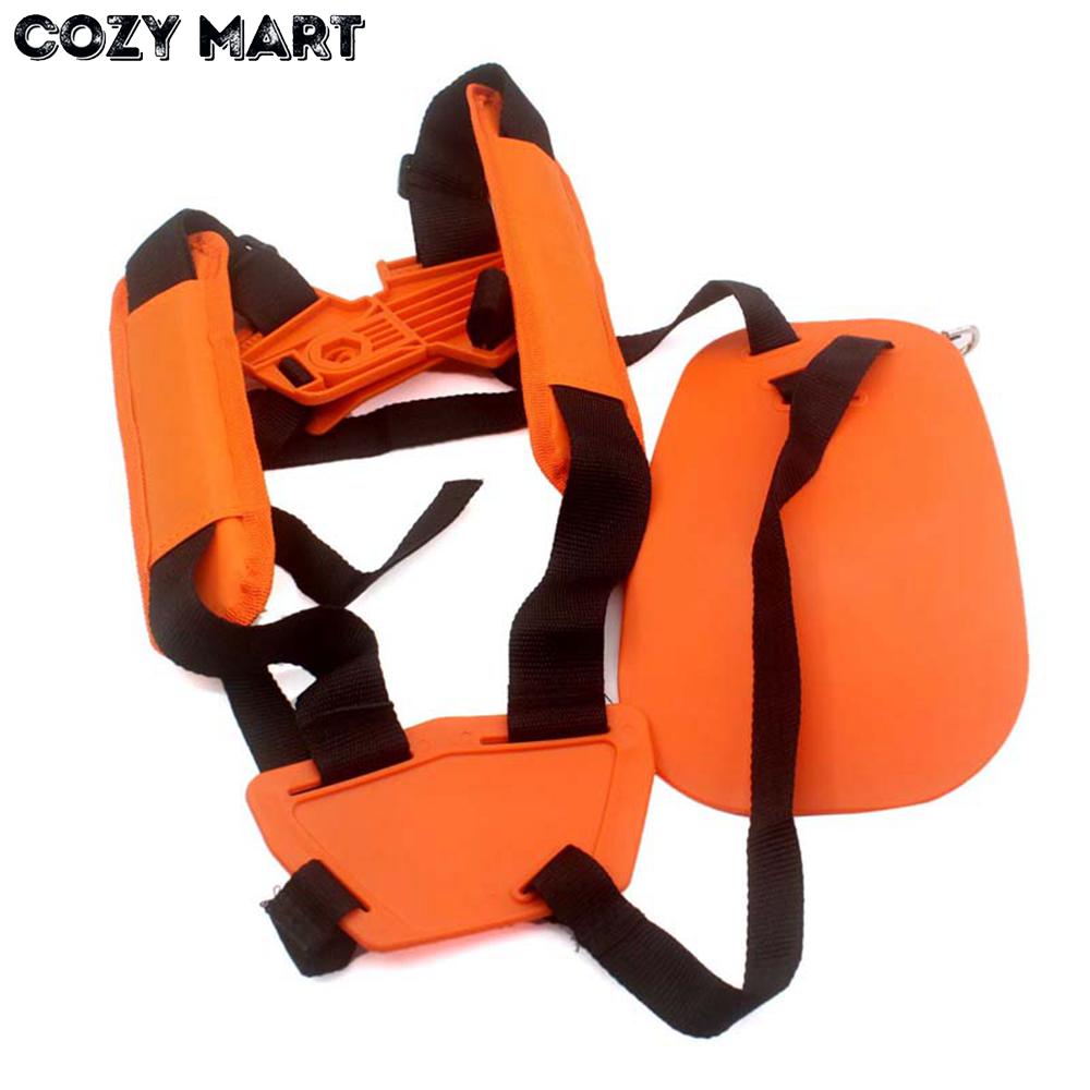 Double Shoulder Strap Grass Hedge Trimmer Brush Cutter Harness Belt Carry Hook Garden Safety Orange