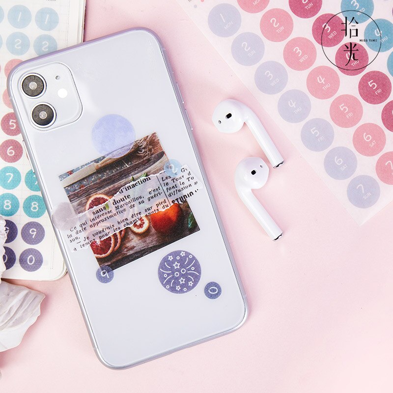Kirjain numero väri pisteet päiväkirja koristeellinen kawaii japanilainen paperitavara pyöreä tarrat scrapbooking tee-se-itse päiväkirja albumi tikku etiketti