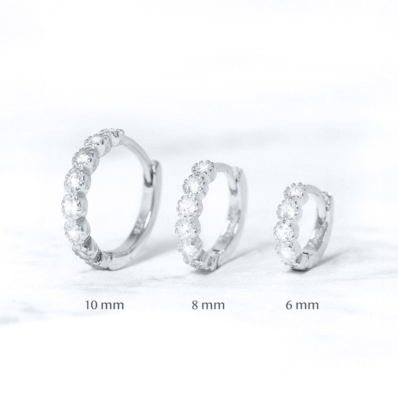 2020 rotondi del Cerchio Degli Orecchini 925 Sterling Argento Huggies Pendientes Turchese CZ Piercing Orecchino ad anello Per Le Donne Della Ragazza Belle Jewellry: S2 / 6mm