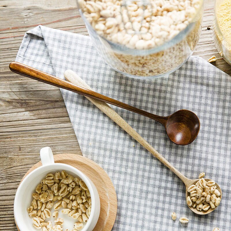 2 Cucchiai Di Legno Giapponesi Per Zuppa E Riso – Posate Ecologiche Fatte A Mano In Legno Naturale Per Cucina, Miele E Caffè - 2