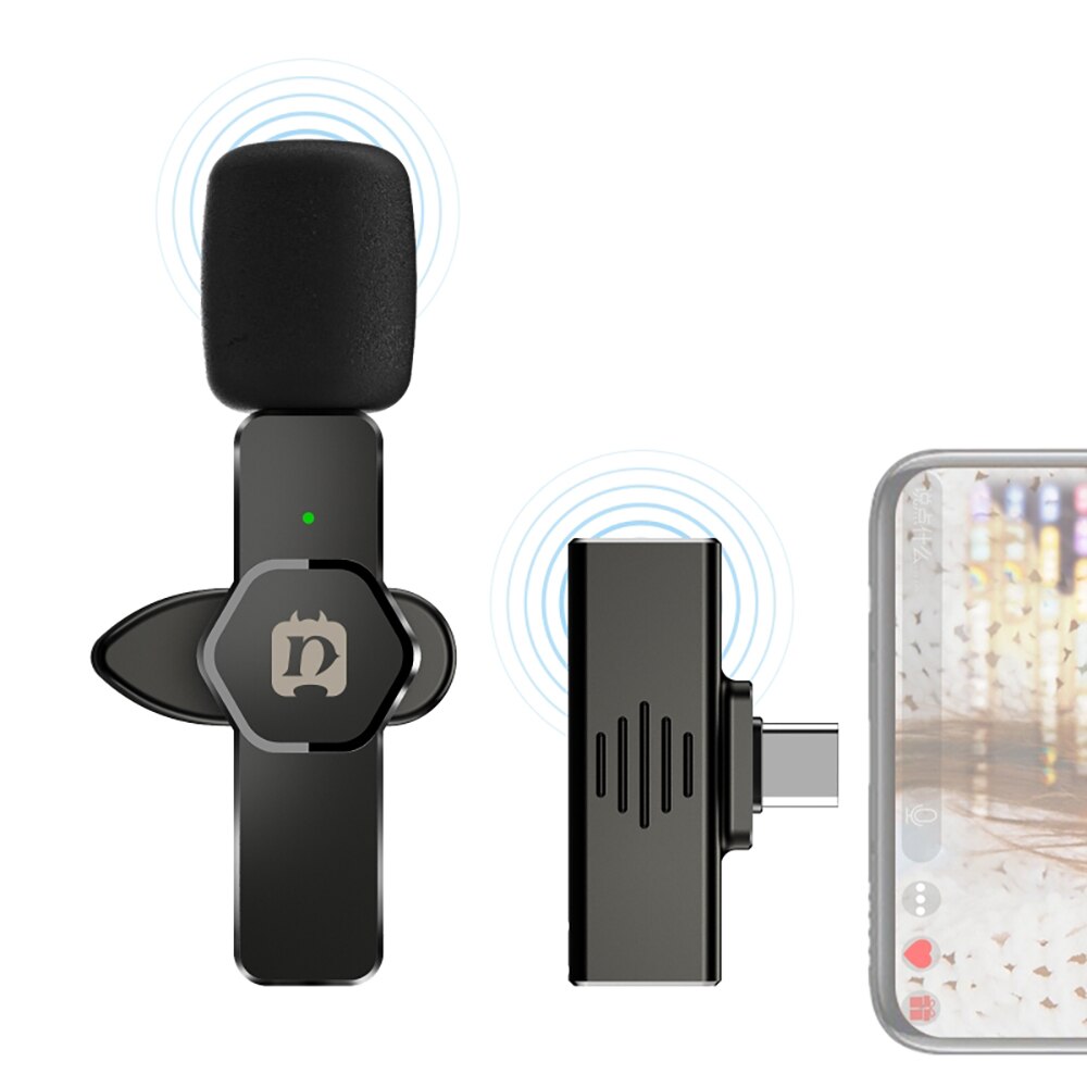 Portable Wireless Lavalier Microphone Clip-on Audio Bluetooth Video Recording Mini for IOS Android: Type-C interface