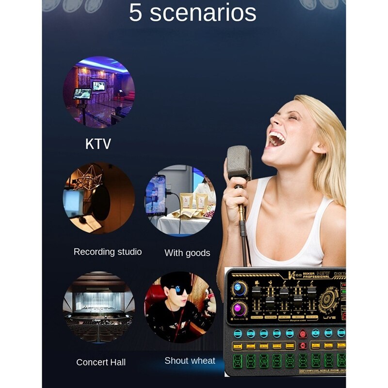 Sk500 mobile phone computer sound card karaoke portable live tikitok voice changer device audio mixer