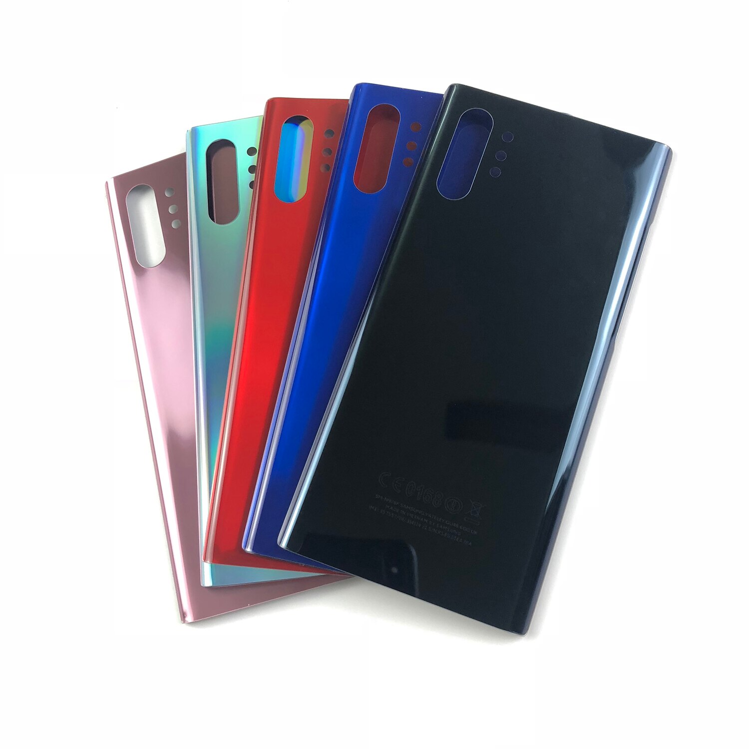 Original til samsung galaxy note 10 n970 note 10 plus  n975 n975f hus glaskasse batteri bagcover + selvklæbende klistermærke + logo
