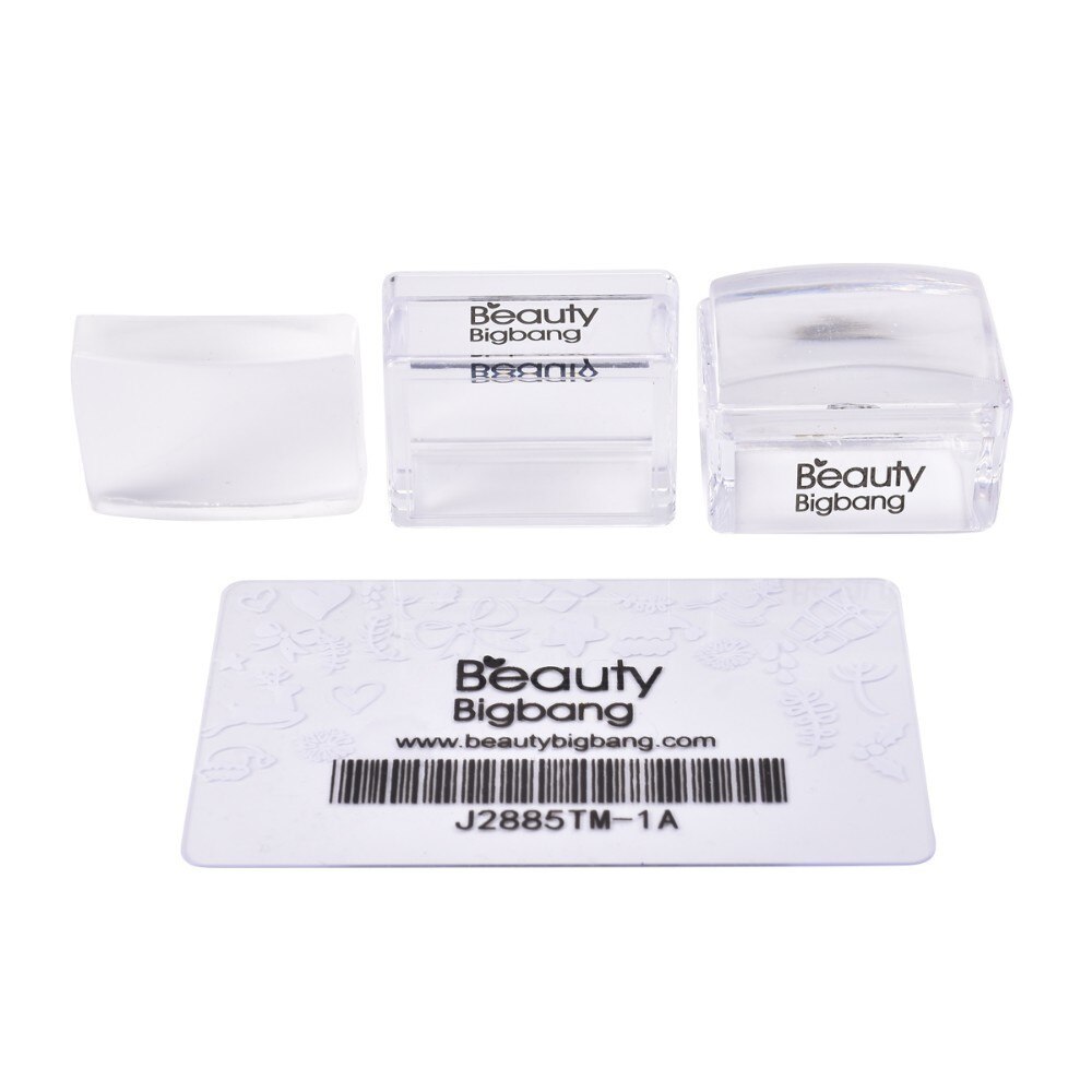 Beautybigbang Siliconen Nail Stamper Rechthoek Jelly Met Schraper Clear Handvat Stempelen Tool Manicure Nail Art Stamper Kit