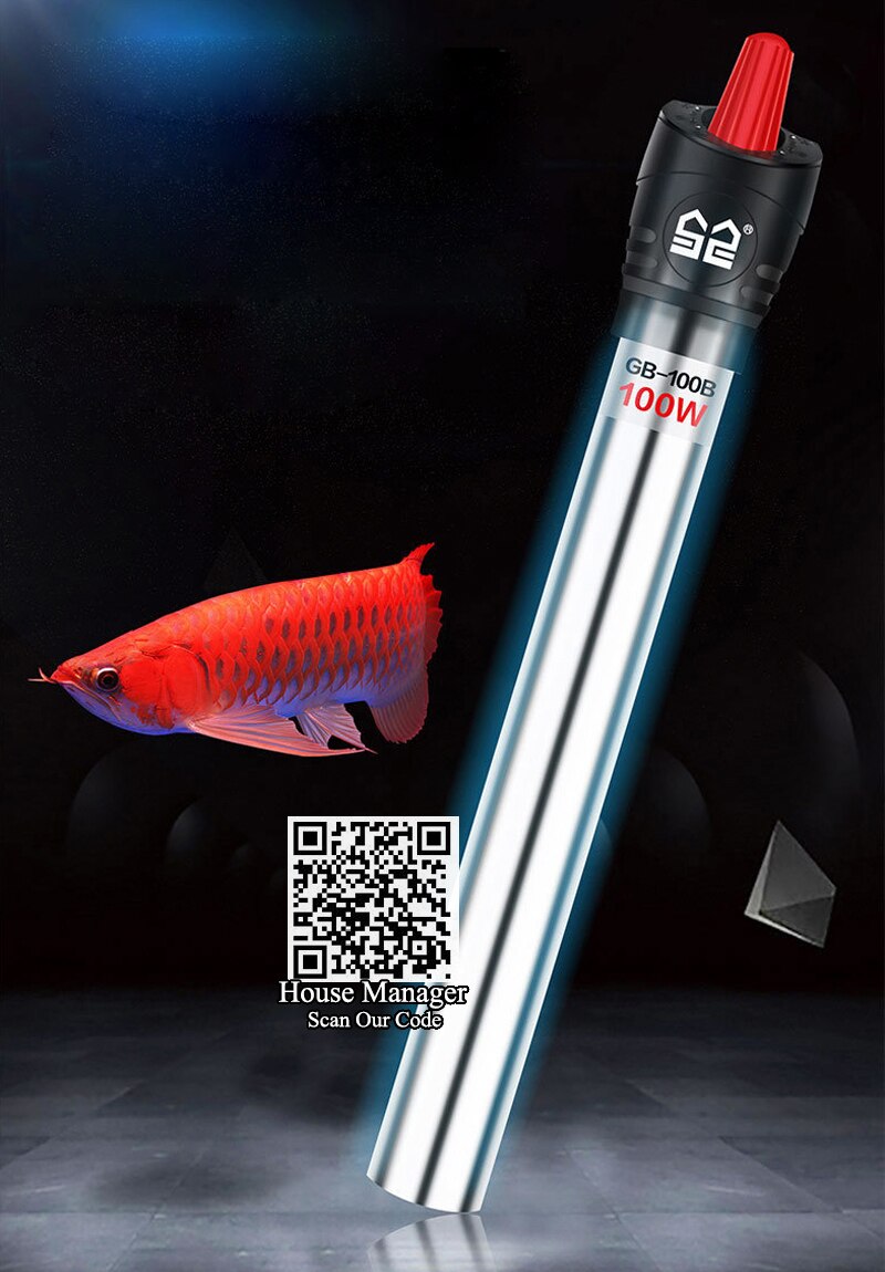 Aquarium Fish Tank Adjust Temperature Controller Stainless Steel Heating Rod, 25~500W Submersible Aquarium Heater for Fish Tank