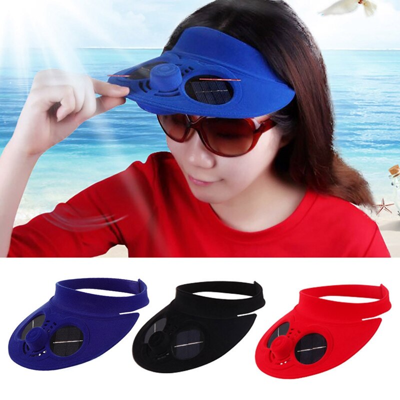Blue Summer Sport Outdoor Hat Cap With Solar Sun Power Cooling Fan Bicycling Climbing Small Air Conditioning Appliances Solar Fa