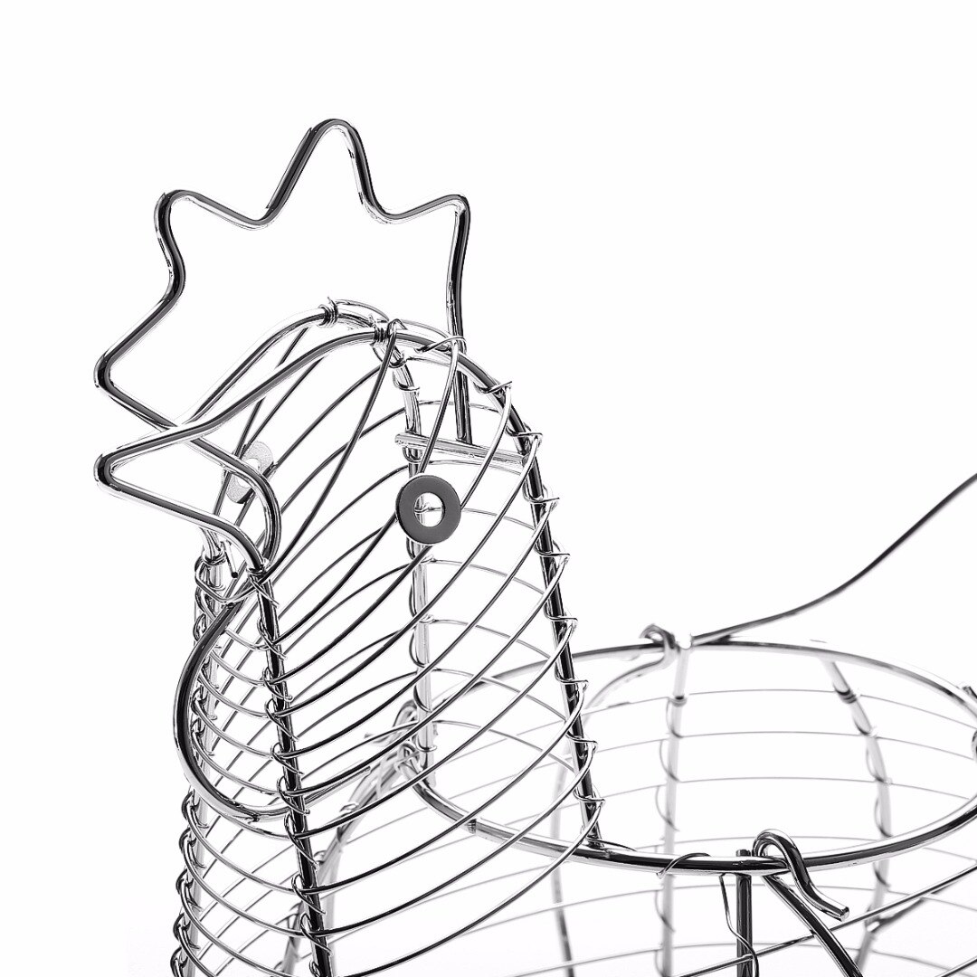 1PC Chicken Egg Holders Hen Shaped Chicken Egg Wire Chicken Storage Display Baskets Holders Rack Silver Kitchen Accessories